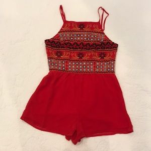 Red detailed romper
